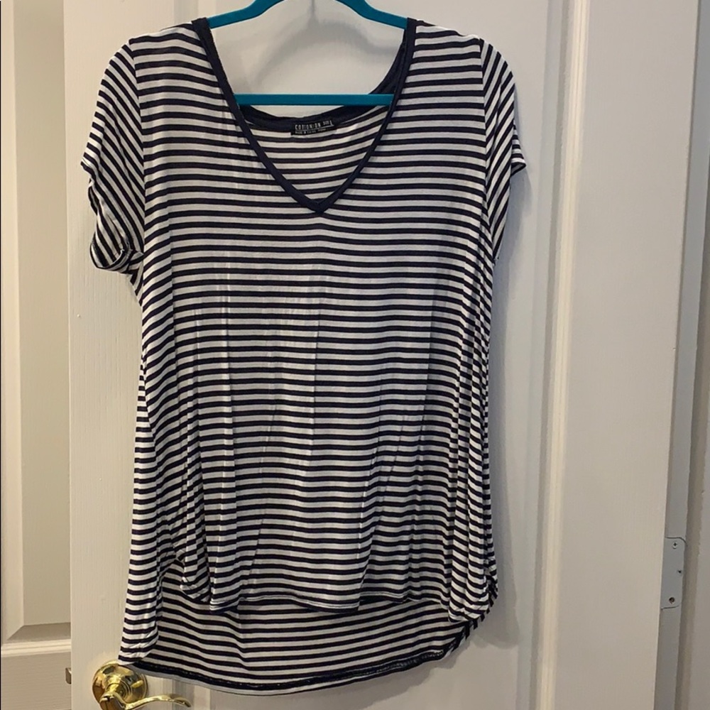 Blue and white striped tshirt